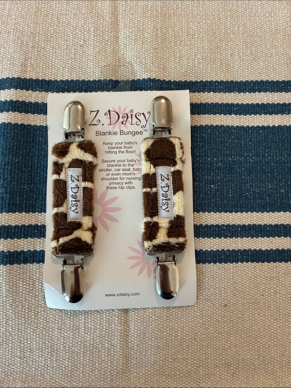 Giraffe Brown & Cream Infant Blankie Clips